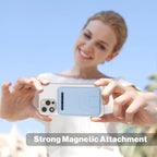 AOGUERBE for Magsafe Power Bank, 10000mAh Foldable Magnetic Battery Pack with LED Display, 3 in 1 Wireless Portable Charger with 22.5W Fast Charging for iPhone 17/16/15/14/13/12 Series-Light Blue