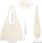COOKOOKY Crochet Beach Tote bag Summer Beach Bag for Women Aesthetic Mesh Tote Bag Hippie Bag Knit Bag