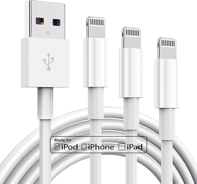 3 Pack Apple MFi Certified iPhone Charger Cable 6ft, Apple Lightning to USB Cable Cord 6 Foot, 2.4A Fast Charging,Apple Phone Long Chargers for iPhone 13/12/11/11 Pro/11 Max/X/XS/XR/XS Max/8/7/6/5S