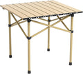 Wind Tour Portable Camping Table Folding Side Table Aluminum Lightweight Table with Carry Bag for Outdoor Cooking Hiking Picnics BBQ Travel (Khaki)
