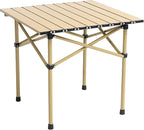 Wind Tour Portable Camping Table Folding Side Table Aluminum Lightweight Table with Carry Bag for Outdoor Cooking Hiking Picnics BBQ Travel (Khaki)