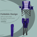 Colegence Heavy Duty Camping Chair for Adults Set of 2, Oversized Heavy People Foldable Outside Camp Chairs, with Cooler Bag Cup Holder, Side Pocket for Lawn,Sport,Outdoor,Deep Purple