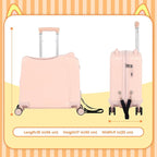 smilesun 20" Ride-On Travel Suitcase for Kids, Cute Ear Toddler Carry on Luggage with Spinner Wheels & Anti-Lose Rope, Children Rolling Trolly Luggage with Password Lock (Pink with Rope)