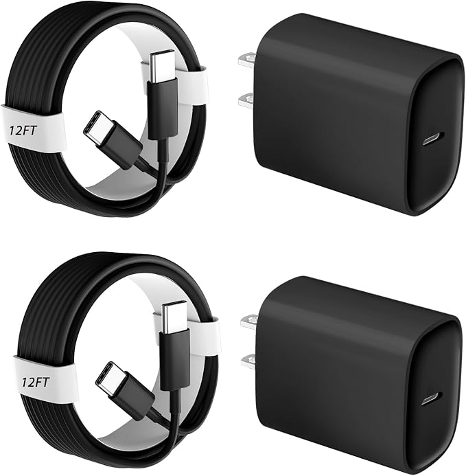 Phone 17 16 15 Pro Charger Fast Charging, 20W USB C Fast Charger Block with 12FT Long Type C Chargers Fast Charging Cable Cord for Phone 17/17 Pro/17 Pro Max/Air/16 Pro Max/16 Pro/15Pro Max/Pro, S24