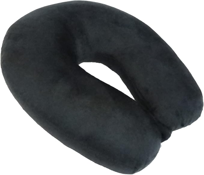 Wolf Essentials Adult Cozy Soft Microfiber Neck Pillow, Compact, Perfect for Plane or Car Travel, Black (Pack of 2)