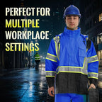 SKSAFETY Hi Vis Safety Rain Jacket for Men, Construction Work Rain Gear Heavy Duty Class 3 Rain Coat Waterproof Lightweight