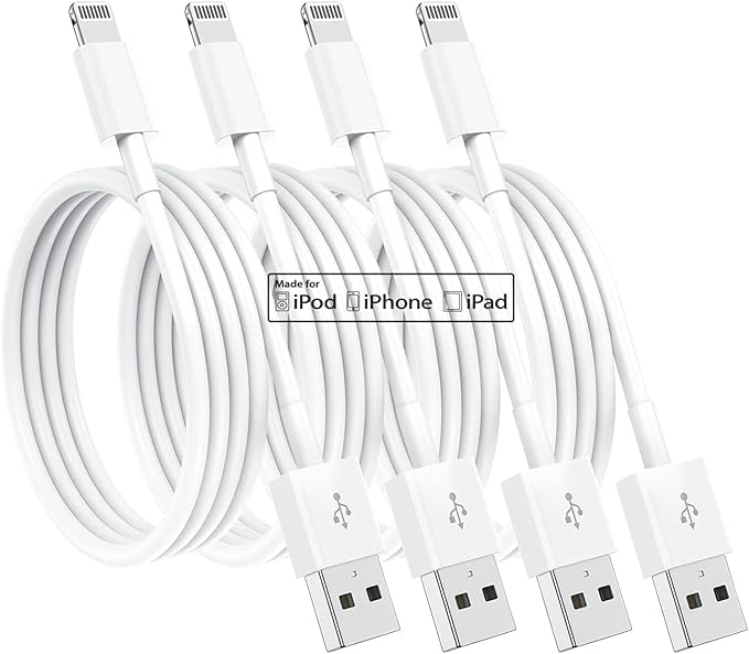 4 Pack [Apple MFi Certified] Apple Charging Cables 1ft, iPhone Chargers Lightning Cable 1 Foot, Fast iPhone Charging Cord for iPhone 14/14Pro/13/13Pro/12/11/11Pro/11Max/ X/XS/XR/XS Max/8, ipad(White)