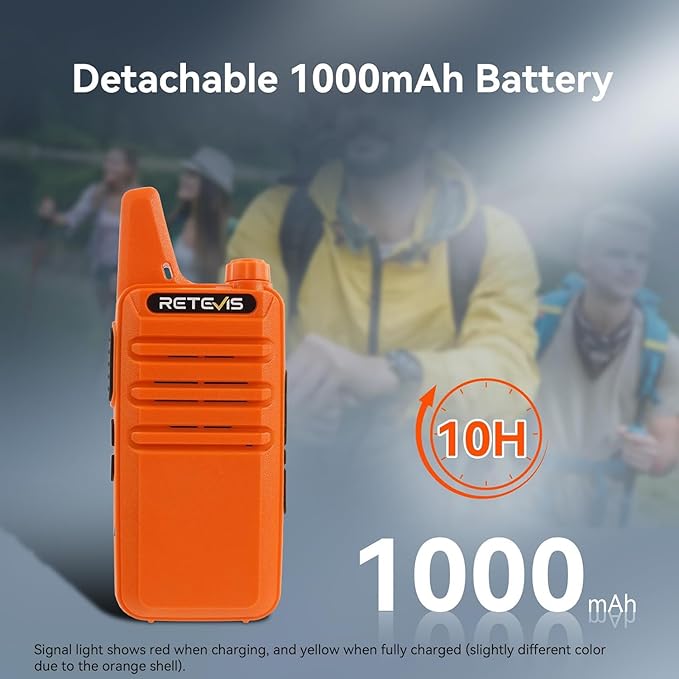 Retevis RT22 Rechargeable Walkie Talkies, Long Range Two Way Radio for Adults, Portable Handheld Radio, Voice Activated, Emergency Alarm, Upgraded Type-C Charing, Outdoor Hiking Travel(4 Pack, Orange)