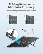 BigBlue 60W Portable Solar Panels with PD 45W USB-C, 20W USB-A, DC Port for Power Station, Phone, Power Bank, Tablet, IP68 Waterproof Foldable Solar Charger with Kickstand for Camping, RV, Emergency