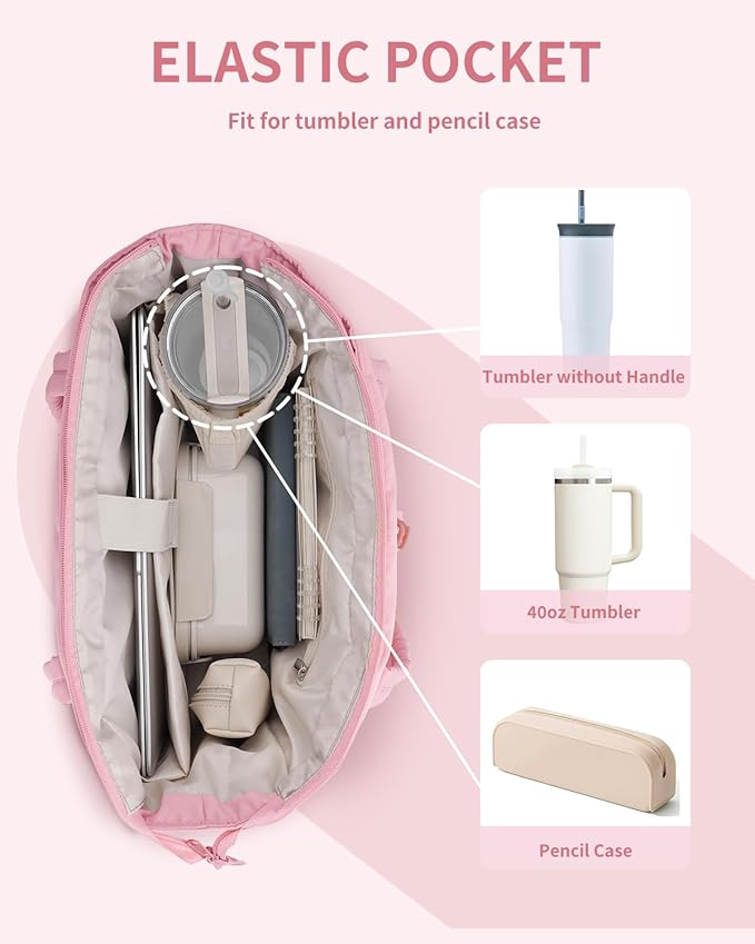 Wandering Nature Puffer Tote Bag with Cup Holder & Laptop Compartment & Trolley Sleeve for Travel, Work, Nurse, Women