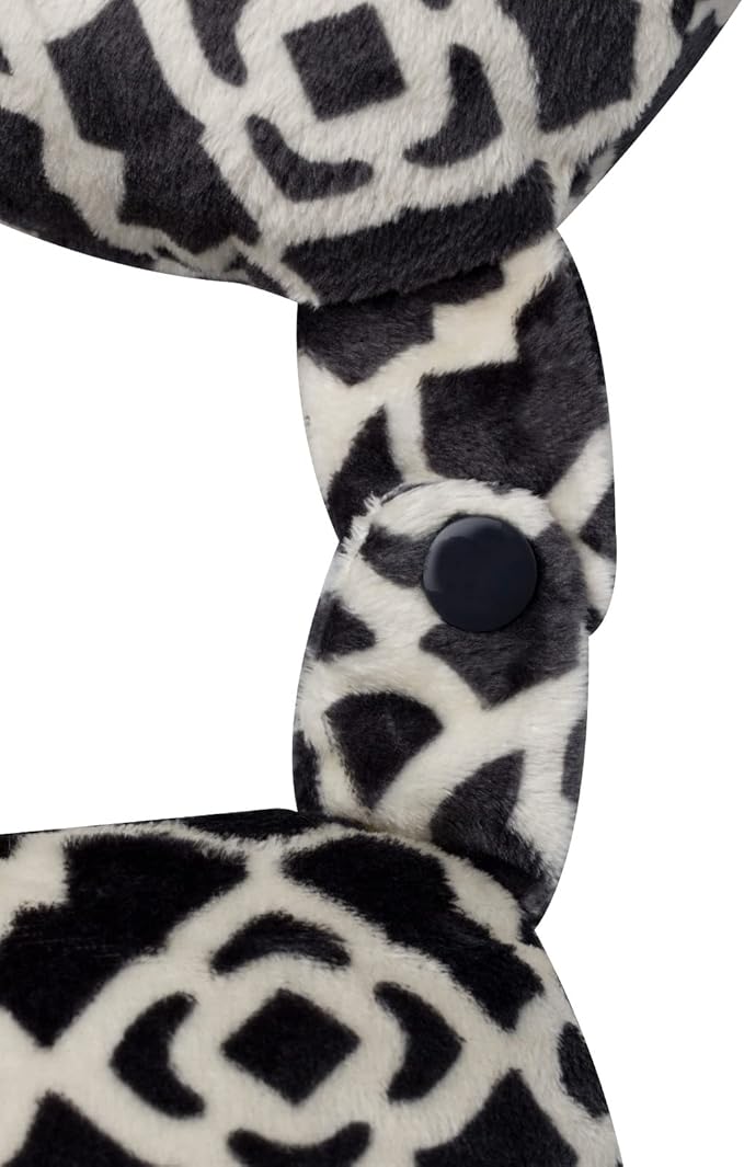 Wolf Essentials Adult Cozy Soft Microfiber Neck Pillow for Travel – Compact, Machine Washable - Perfect for Airplane, Car, or Home Use - Filled and Finished in the USA – Charcoal Trellis