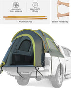 JOYTUTUS Pickup Truck Tent 6.5ft 2.0, Waterproof PU2000mm Double Layer for 2 Person, Portable Truck Bed Tent with Rainfly, Green, Aluminum Pole