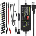 Universal Power Supply 3V~36V 4A 144W Adjustable Variable 3V 5V 9V 12V 24V 30V 36V AC/DC Adapter Charger, 100V-240V AC to DC Converter with 14 Tips, Polarity Converter and 4-Way Power Splitter Cable