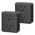 Outlet Extender, HICITY Multi Plug Outlet with 6 Electrical Outlets Adapter, 3-Prong Wall Outlet Tap for Cruise Ship Home Office Dorm, Black (2 Pack)