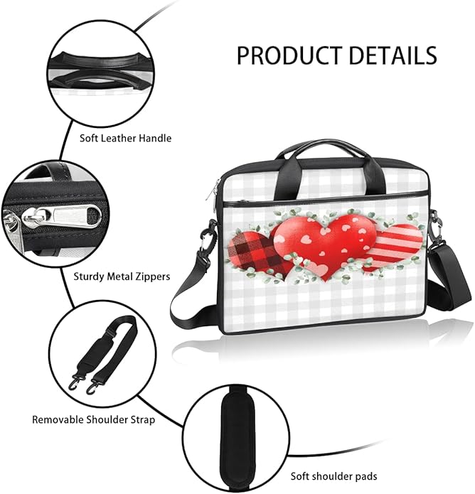 Laptop Shoulder Bag for Women Men, Waterproof Computer Case Messenger Bag Briefcase for Business Office Travel
