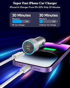iPhone Fast Car Charger,2Pack Dual Port USB C Car Charger Adapter [Apple MFi Certfied] Super Quick Charging with 2Pack 3.3FT Fast Lightning Cable Compatible with iPhone 14/13/12/11/X/XS/XR/SE/8/iPad