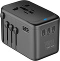 JMFONE Universal Travel Adapter with GaN 100W,International Power Plug Adapter 5 Port [4*USB C+1*USB A] and Multi 2500W AC Sockets, All-in-one Travel Outlet Plugs for 200+ Countries