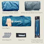 Backpacking Tent for Camping 2/3/4 Person Hiking Ultralight Tent for Waterproof Windproof Outdoor Tents Easy Setup Two Doors Double Layer Lightweight Instant Tents