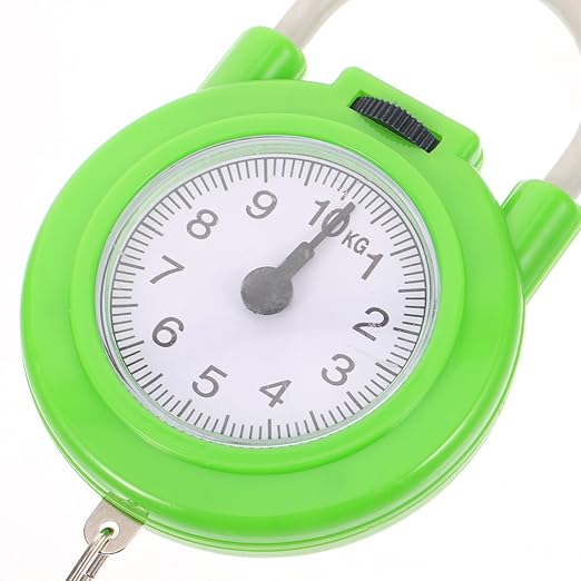 Totority Portable Travel Luggage Scale Manual Spring Suitcase Weight Scale with Hook Small High Precision Fluorescent Green for Travel and Home Use