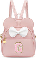 KKXIU Girls Initial Bowknot Cute Mini Backpack for Toddler, Travel Small Girl Backpacks, Personalized Birthday Gifts for Little Girls and Kids(G, Pink)