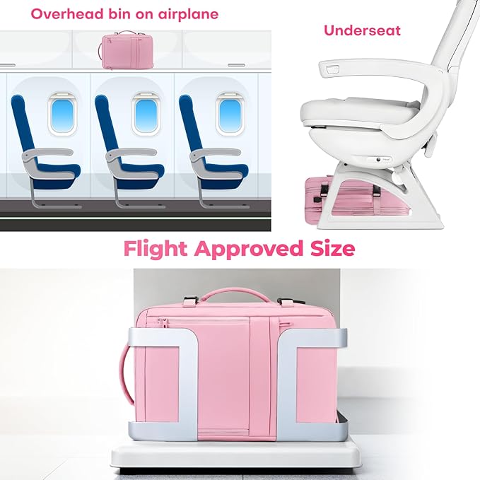 Rcrirth Travel Backpack for Women | Expandable Carry On Backpack with 17.3 Inch Laptop Compartment - Personal Item Travel Bags for Women Nurse Work Bag for Traveling Weekender Business College - Pink