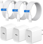 iPhone Charger Fast Charging 10FT iPhone 17 16 15 Charger 3+3Pack 20W USB C Wall Charger with 10FT USB C Cable for iPhone 17/17 Air/17 Pro/17 Pro Max/i Phone 16/15 Series, iPad Pro/AirPods