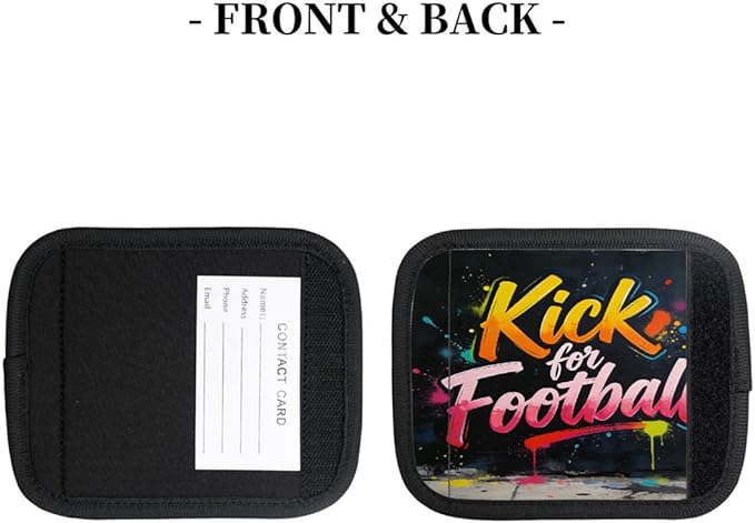 2 Pack Luggage Handle Wrap with Travel Tags - Non-Slip Protective Cover Soft Handle Grips Covers for Suitcase(Kick for Football)