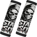 2 Pack Luggage Handle Wrap with Travel Tags - Non-Slip Protective Cover Soft Handle Grips Covers for Suitcase(Funny Skull Stay Positive)