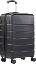 Sweetcrispy Carry on Luggage, Hard Shell ABS Suitcase with Double Spinner Wheels, Lightweight Expandable Rolling Suit Case with TSA Lock, 21 Inch Charcoal Black