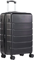 Sweetcrispy Carry on Luggage, Hard Shell ABS Suitcase with Double Spinner Wheels, Lightweight Expandable Rolling Suit Case with TSA Lock, 21 Inch Charcoal Black
