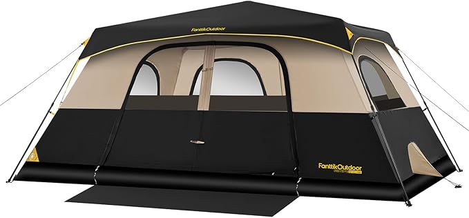 FanttikOutdoor Camping Tent 4/6/8/10 Person Instant Cabin Tent Setup in 60 Seconds with Rainfly & Windproof Portable with Carry Bag for Family Camping & Hiking