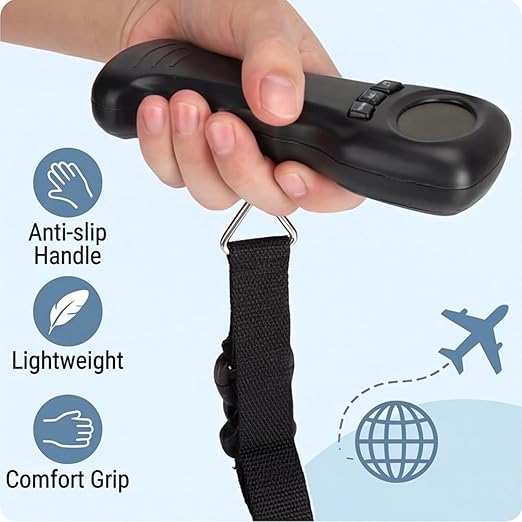 Portable Digital Luggage Scale, 50kg/110lb Capacity with LCD Display, Electronic Hanging Weight Scale for Travel, Suitcase (Include an Instruction Manual)