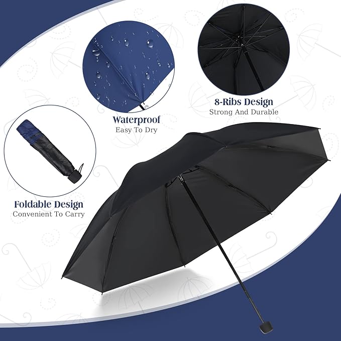 Hillban Set of 12 Windproof Travel Umbrellas Bulk Portable Folding Compact Umbrella for Rain Sun for Wind Backpack Men Women