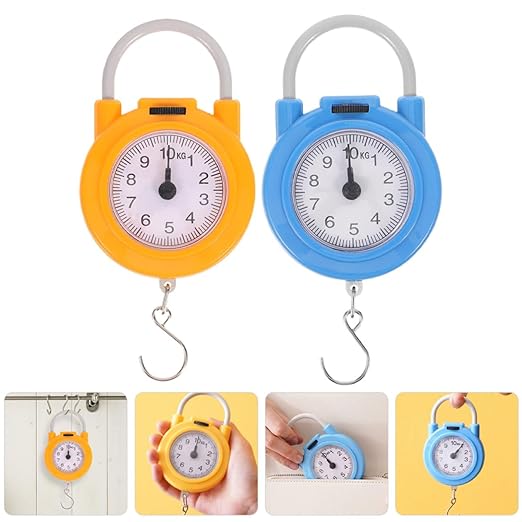 MAGICLULU 2pcs Portable Digital Hanging Luggage Scale with Hook Mini Handheld Electronic Weight Scale for Travel and Home Use High Precision Spring in Yellow and Blue