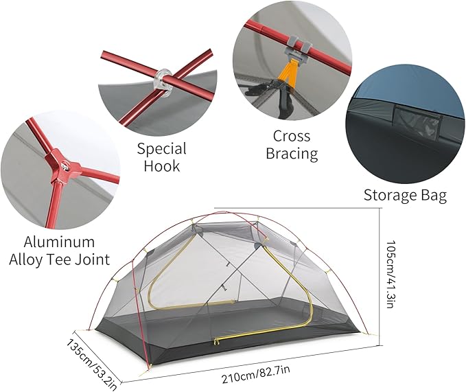 Naturehike Mongar Backpacking Tent, 3 Season Ultralight Lightweight Double Layer Free Standing Tents for Camping Hiking Cycling