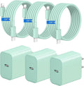 iPhone Fast Charger 3+3Pack 20W USB C Wall Charger with 10FT Fast Charging Cable Compatible with iPhone 14/13/12/11/Pro/Pro Max-Green