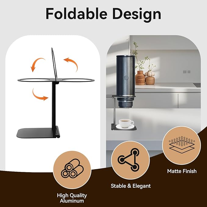 Zayin Travel Coffee Maker Stand, Portable & Foldable Espresso Machine Stand, Office coffee stand with base, Suitable for Office Home and Camping, Black