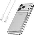 Hichain Magnetic Portable Charger, Wireless Power Bank 5000mAh Magnetic Charger for iPhone 17-12 Series, Magnetic Battery Pack Safe Wireless Charging, with 60W USB-C Charging - Silver