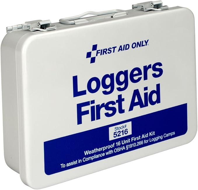 First Aid Only 5216 25-Person Weatherproof Metal Forestry Loggers First Aid Kit, 69 Pieces