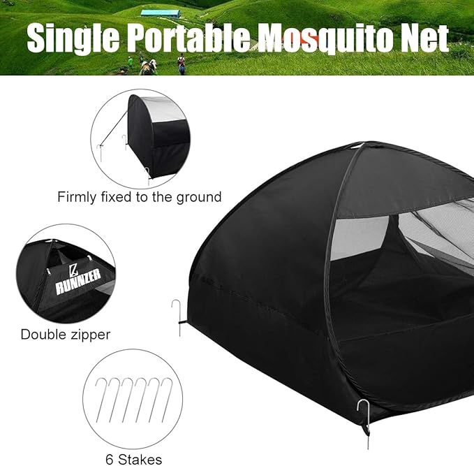 L RUNNZER Single Person Pop Up Tent, 1 Person Mosquito Net Tent