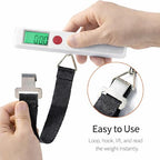 Digital Luggage Scale, Portable Handheld Travel Weight Scale with Backlit LCD Display, 110 lb Capacity, Hook and Strap, (White)
