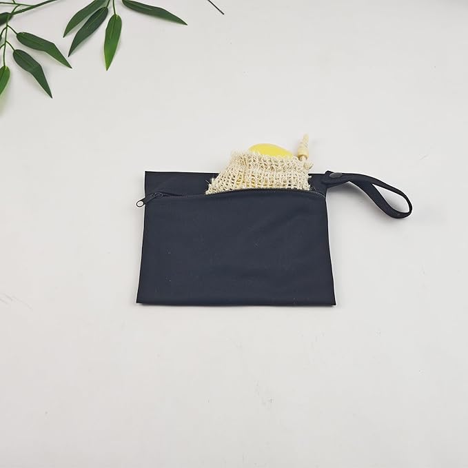 2set Travel Soap Bar Case - 2 Soap Bags & 2 Foaming Nets,Waterproof & Leakproof Soap Bag With Natural Cotton-Linen Soap Foaming Net,Portable Quick-Dry Waterproof Soap Bag for Travel & Camping,Black
