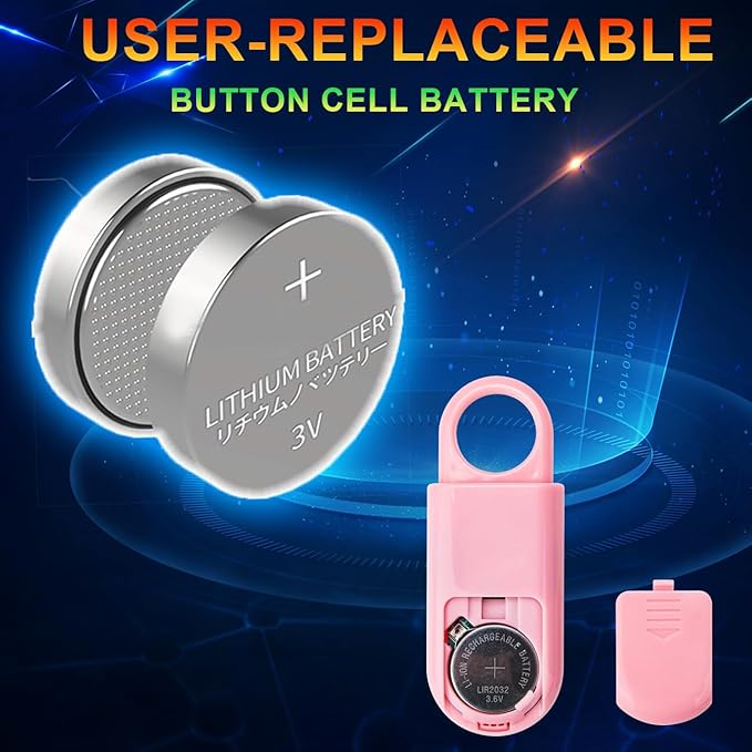 2 Pack Personal Safety Alarm 130db User-Replaceable Battery SOS Emergency Loud Sound Siren Keychain Alert for Women, College Students, Children, Night Runner, Hiking, Camp, Bear Alarm. Pink