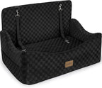 JOEJOY Dog Car Seat for Medium/Large Dogs - Reversible Dual-Sided Travel Dog Car Bed with Memory Foam, Washable Pet Booster Seat for Do gs up to 55 lbs or 2 Small Dogs, 2 Safety Leashes, Black