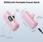Mini Portable Charger USB C Power Bank,Upgraded 5000mAh PD Fast Charging Battery Pack Built-in USB-C Connector Travel Essential for iPhone17/17Pro/17Pro Max/Air/16 Plus/16Pro Max/15 Series,Android etc