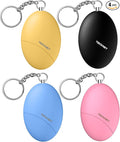 TECKNET Personal Safety Alarm for Women, 4 Pack Self Defense Keychain, 140dB Personal Alarm Loud Siren Safety Keychain for Girls Kids Elderly(Pink & Black & Yellow & Blue)