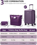 LARVENDER Carry on Luggage 22x14x9 Airline Approved, Expandable 20 Inch Hardside Suitcase with Wheels TSA Lock, PC+ABS Lightweight Carry on Suitcases for Women and Men, Royal Purple (20/DB/TB)