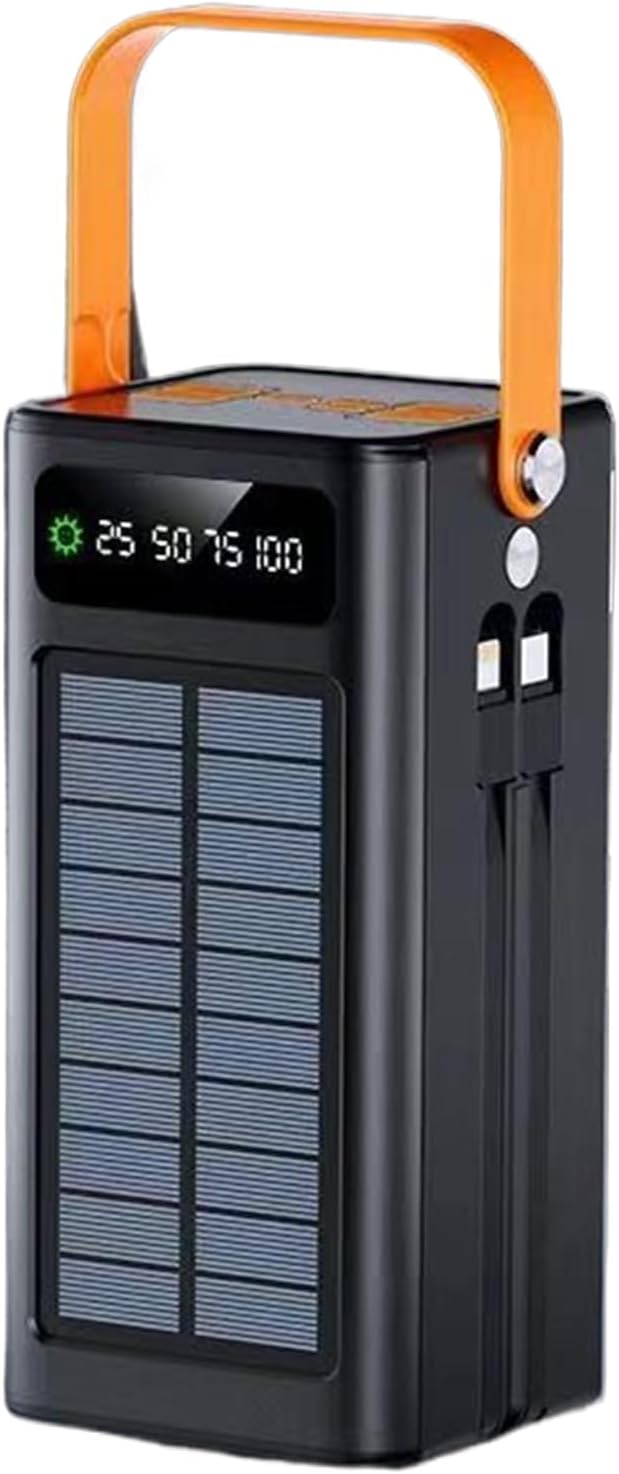 50000mah Solar Powers Bank Portable Charger - 120w Fast Charging Powers Bank with Built-in Cables, Solar Panel Charger, Cell Phone Chargers External Battery Pack, for Camping(D)