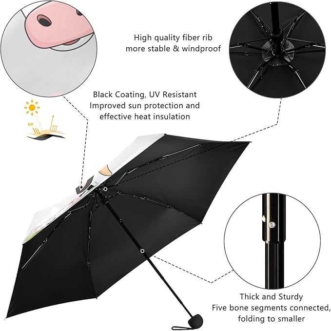 Cowboy Boots Pattern Umbrellas for Rain Windproof Small Folding Compact Mini Travel Umbrella for Purse Lightweight Portable Pocket for Women