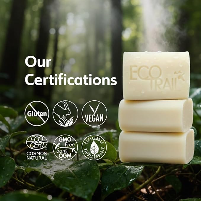 Ecotrail Natural bar soap Natural Shampoo,Organic soap Bar organic soap For Women Conditioner, Environment Friendly Care,Camping Hiking Adventures,90 g (3.2 oz) Lemon,Eucalyptus Canada Made